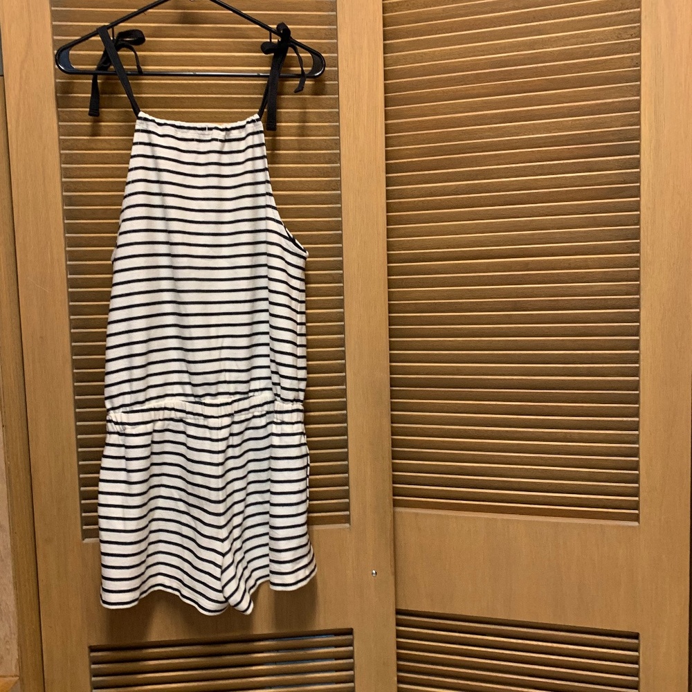 EUC Small Madewell Black and White Striped Romper